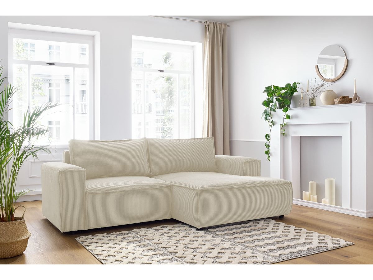 Bobochic Nihad Ecksofa Cordsamt Beige Ecke rechts