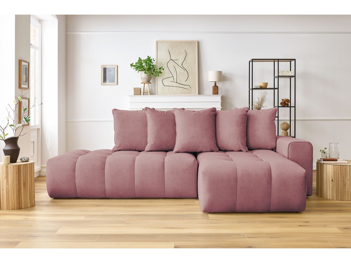 Bobochic Mont-blanc Ecksofa Samt Rosa Ecke rechts