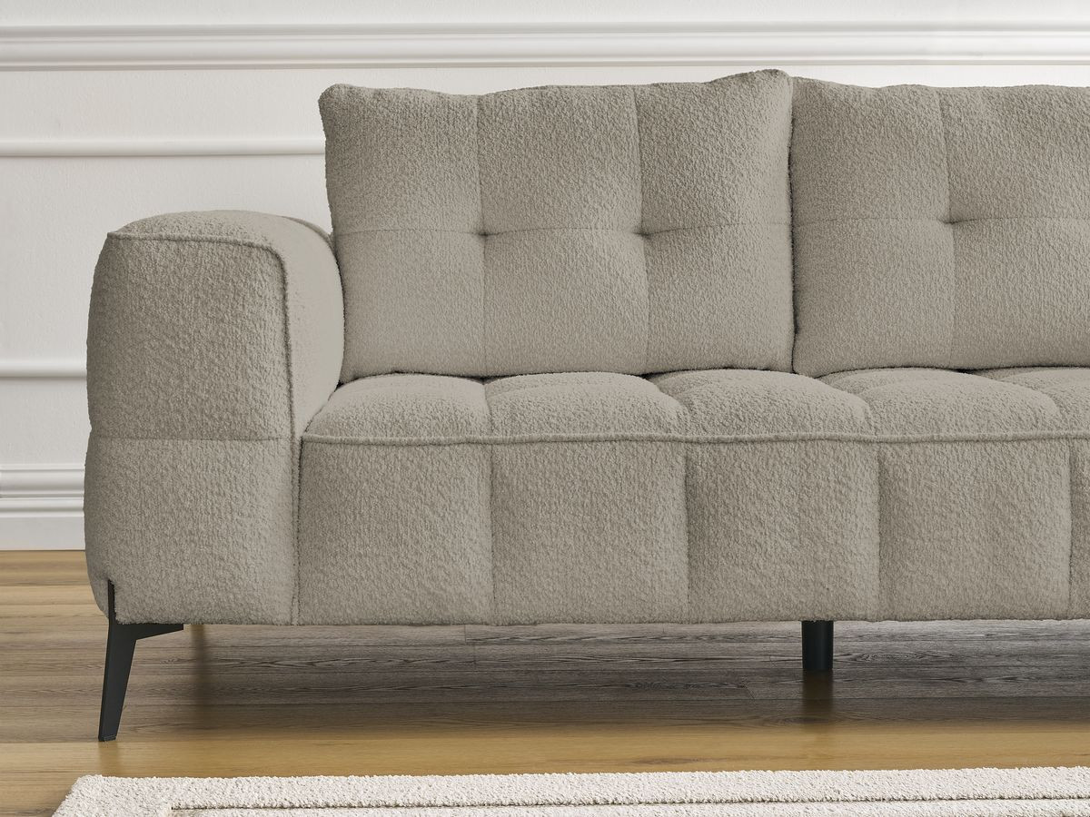 Bobochic Anis Sofa 2-Sitzer mit Pouf Bouclé-Stoff Taupe