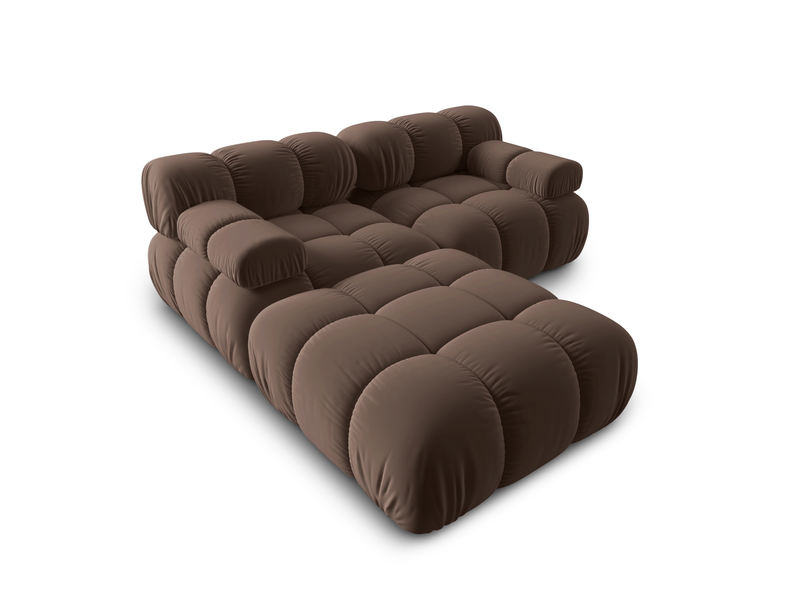 Micadoni Modulares Sofa Bellis 3-Sitzer mit flachem Modul Samt Bluvel Dunkelbraun
