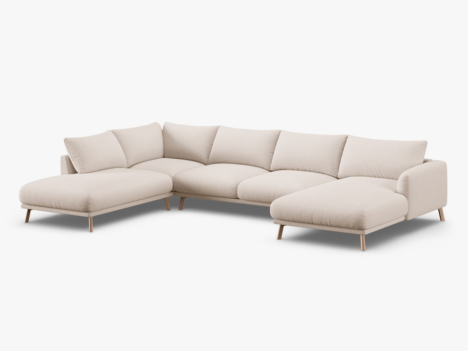 Micadoni Panorama Ecksofa Naomi 6-Sitzer Links Strukturierter Stoff Liberty Beige