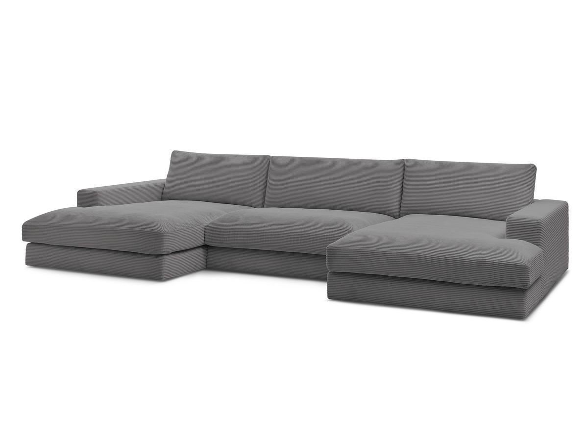 Bobochic Leonard Wohnlandschaft 404 × 159 cm Cordsamt Dunkelgrau