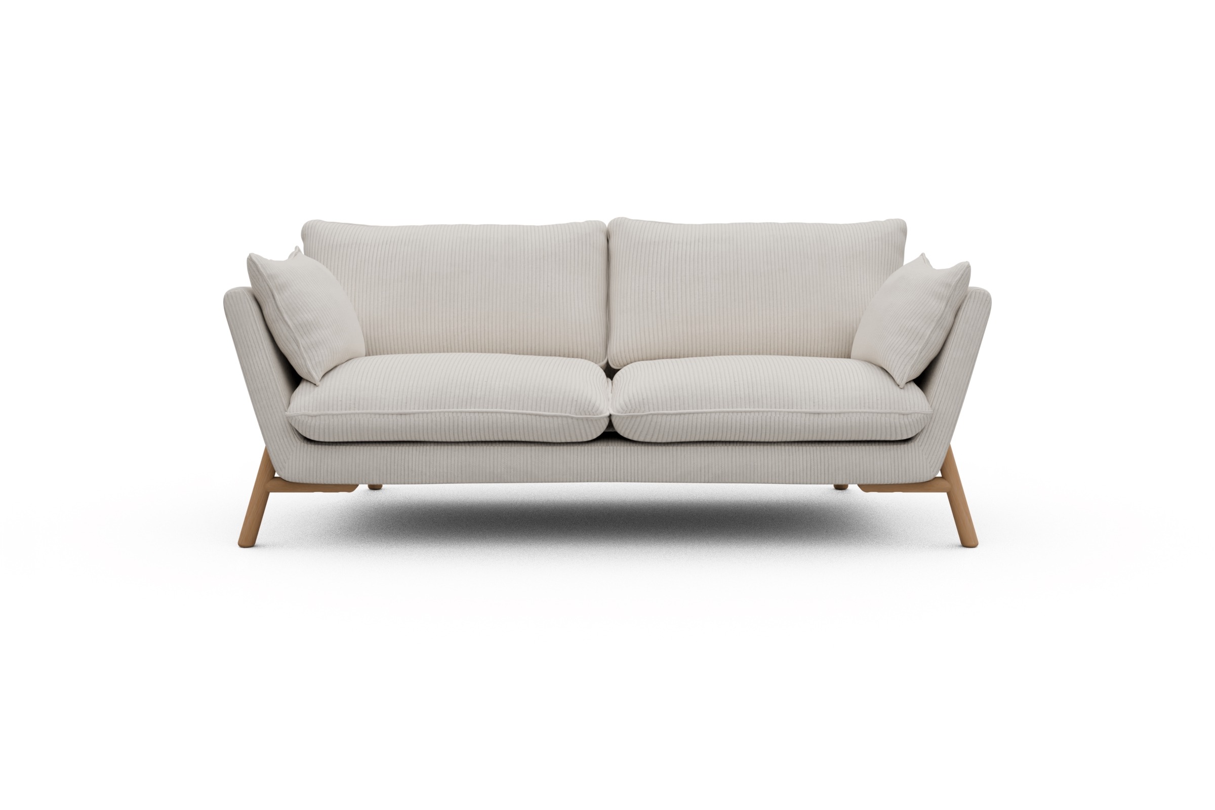 Skandi Home Sofa Emil 2-Sitzer Beinfarbe Eiche Natur Corduroy-Ivory moebelfaktor
