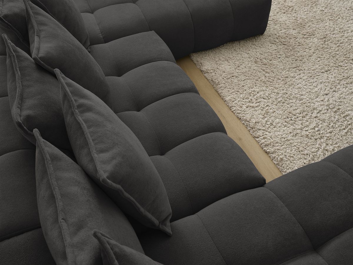 Bobochic Everest Wohnlandschaft, 14 Kissen Strukturstoff Schwarz Ecke links