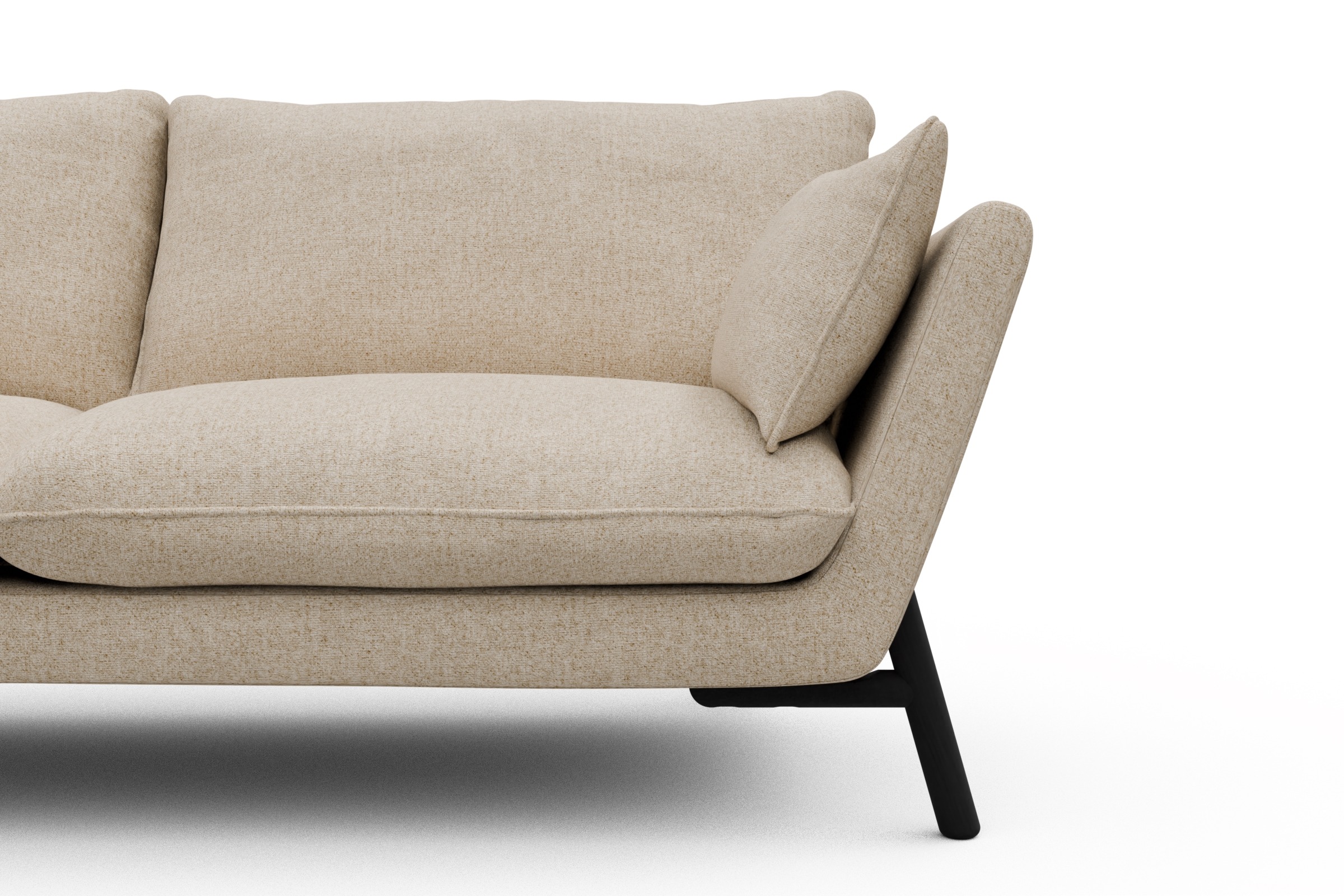 Sofa Emil 3-Sitzer Beinfarbe Eiche Schwarz Casone-Natural-Beige