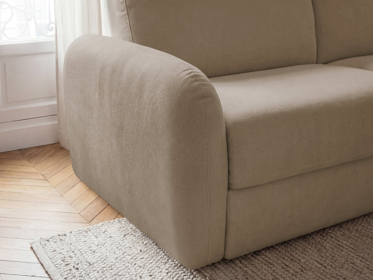 Bobochic Kenan Schlafsofa 3-Sitzer Stoff Taupe, Liegefläche 140 × 196 cm