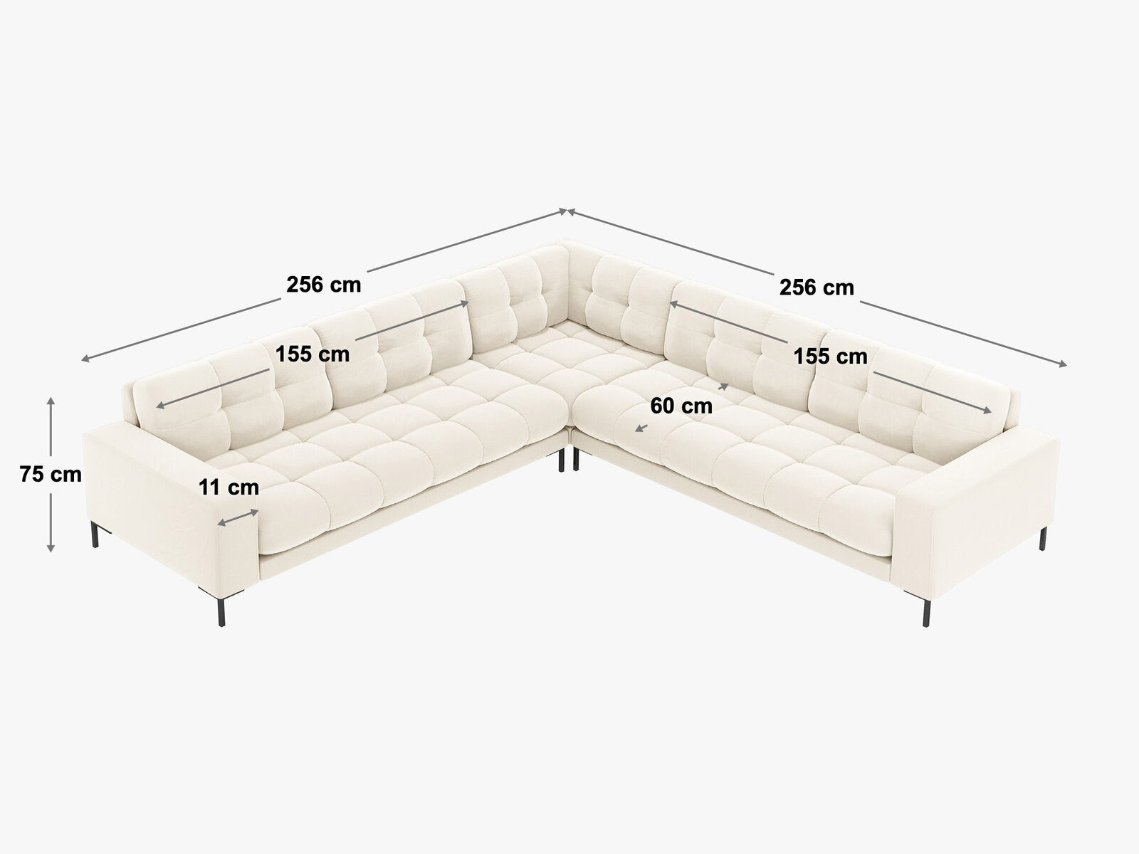 Micadoni Symmetrisches Ecksofa Mamaia 6-Sitzer Boucle Baloo Dunkel-Olivgrün schwarze Beine