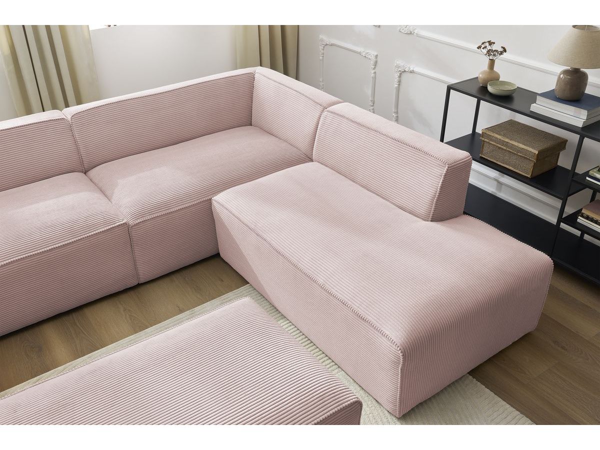 Bobochic Megeve Wohnlandschaft mit Pouf Cordsamt Rosa Ecke links