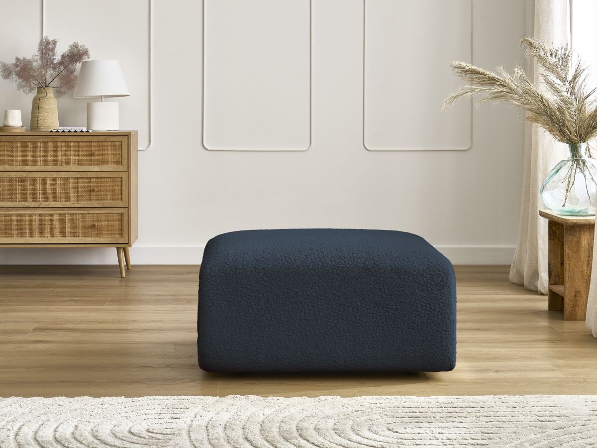 Bobochic Tina Pouf Bouclé-Stoff Dunkelblau