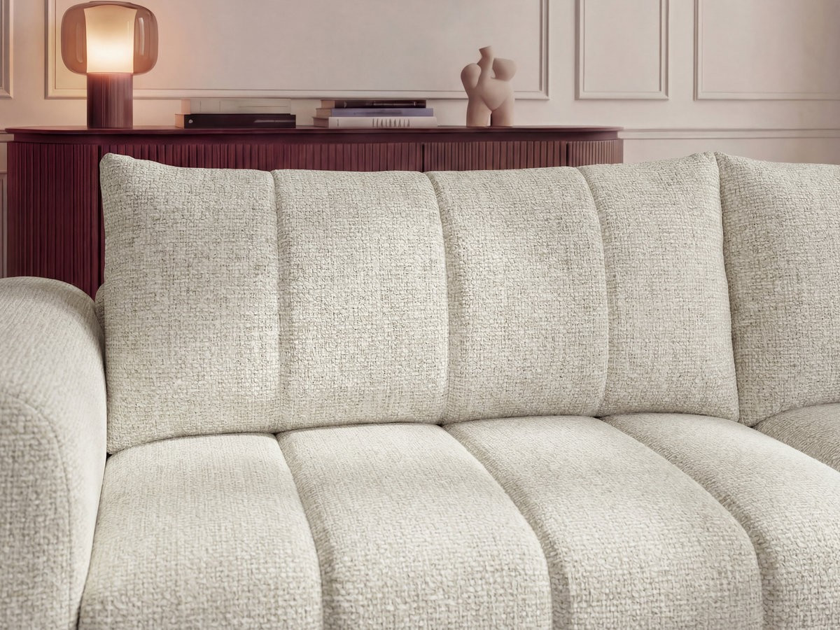 Bobochic Nesty Ecksofa 272 cm mit Pouf Melange-Stoff Beige Ecke rechts