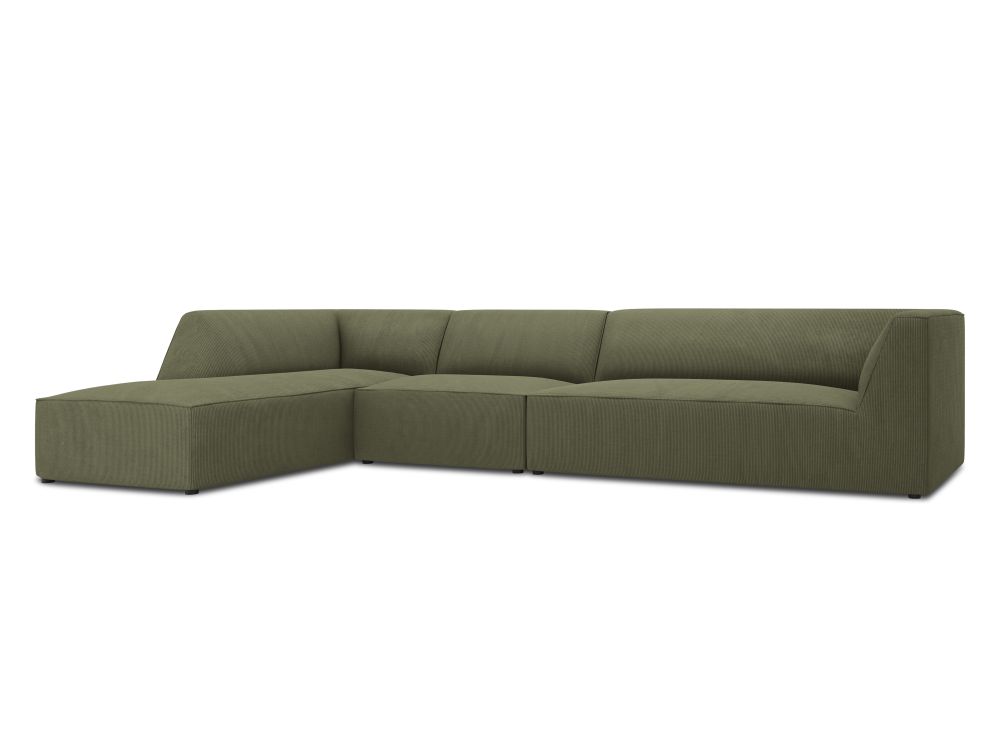 Cosmopolitan Design Ecksofa Siena 5-Sitzer Kord Scala Grün Links
