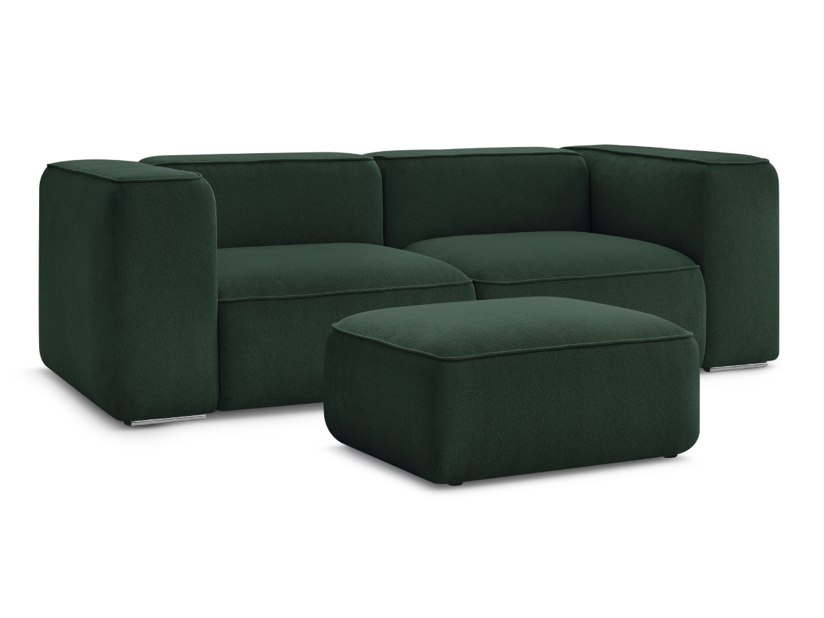 Bobochic Zephyr Sofa 3-Sitzer mit Pouf Strukturstoff Grün