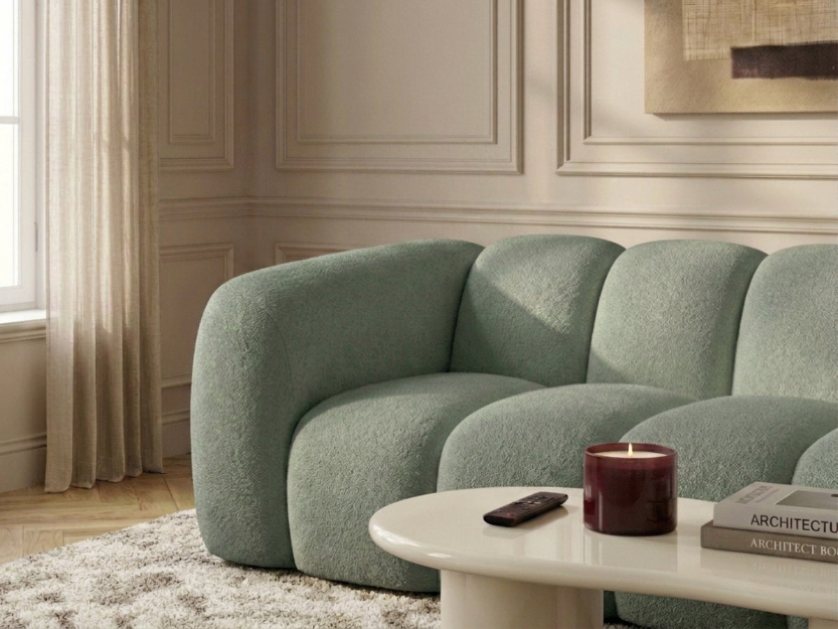 Bobochic Curvy Sofa 3-Sitzer Kunstfell Grün