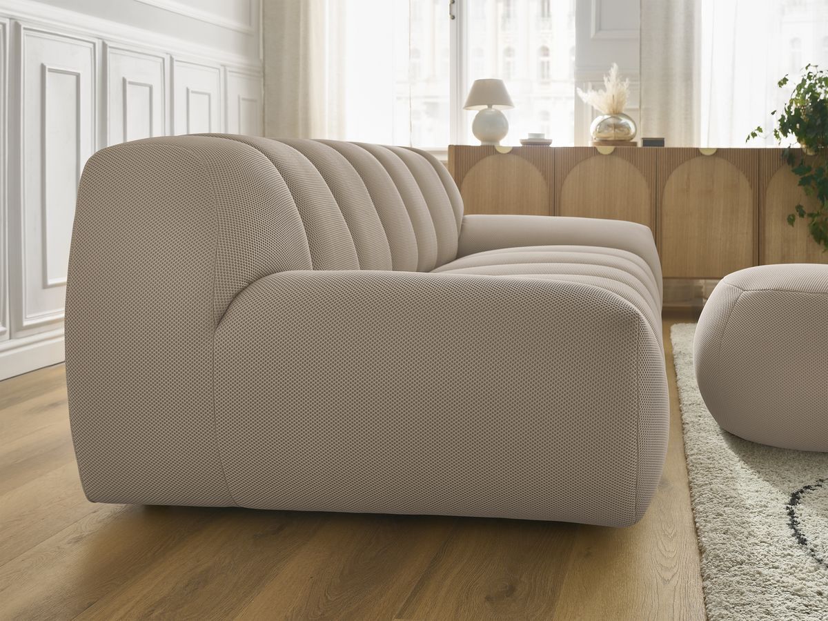 Bobochic Hayden Sofa 2-Sitzer mit Pouf 226 × 107 cm Mesh-Stoff Taupe