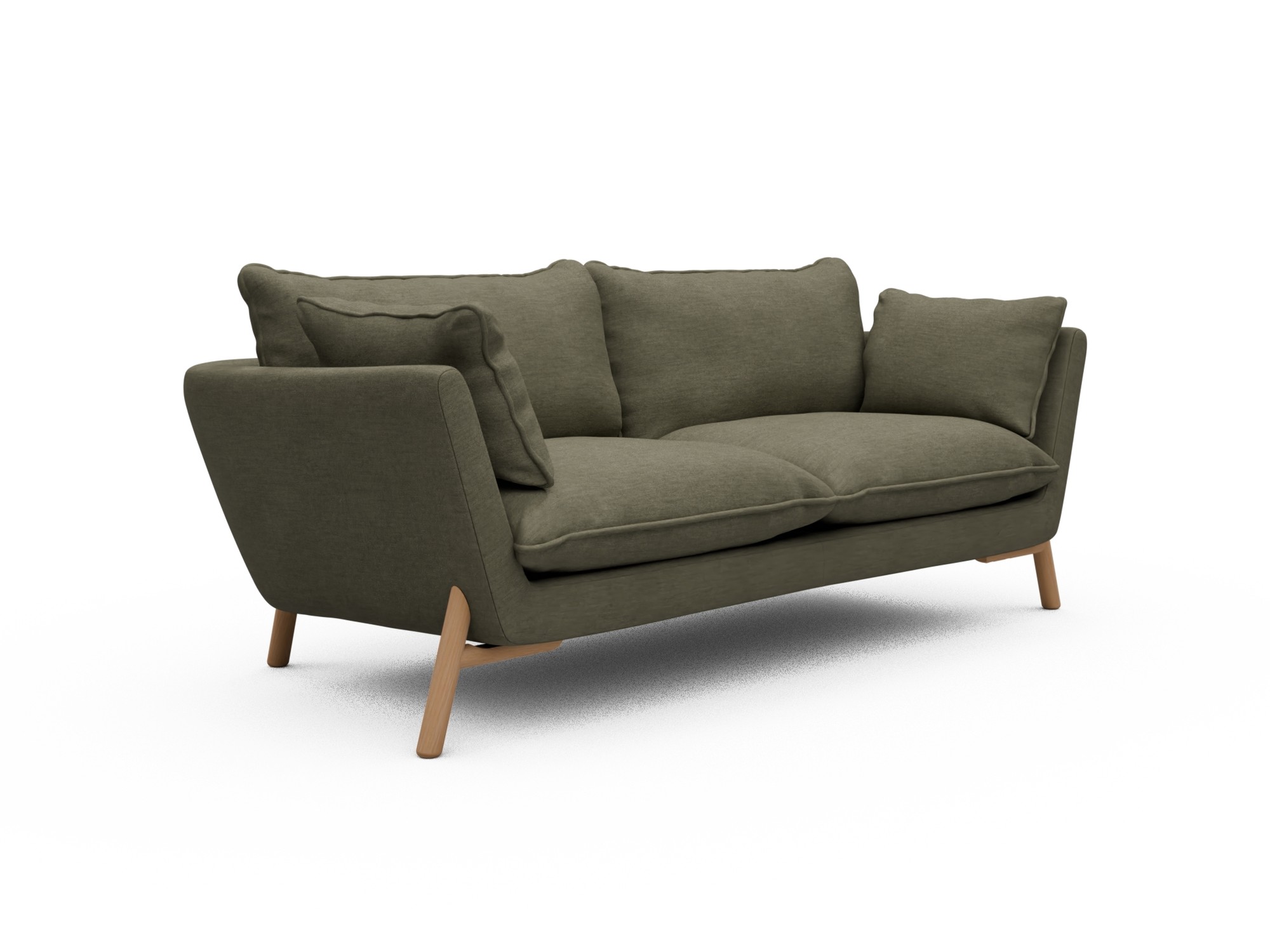 Skandi Home Sofa Emil Soft 2-Sitzer Beinfarbe Eiche Natur Vivus-Dusty-Olive moebelfaktor