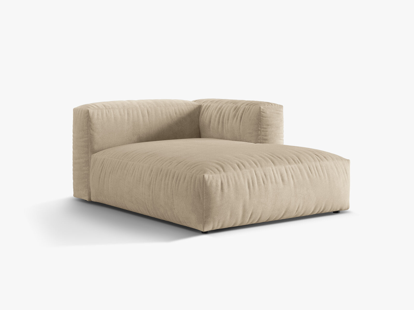 Micadoni Recamiere Martina 1-Sitzer Rechts Samt Vogue Helles Beige