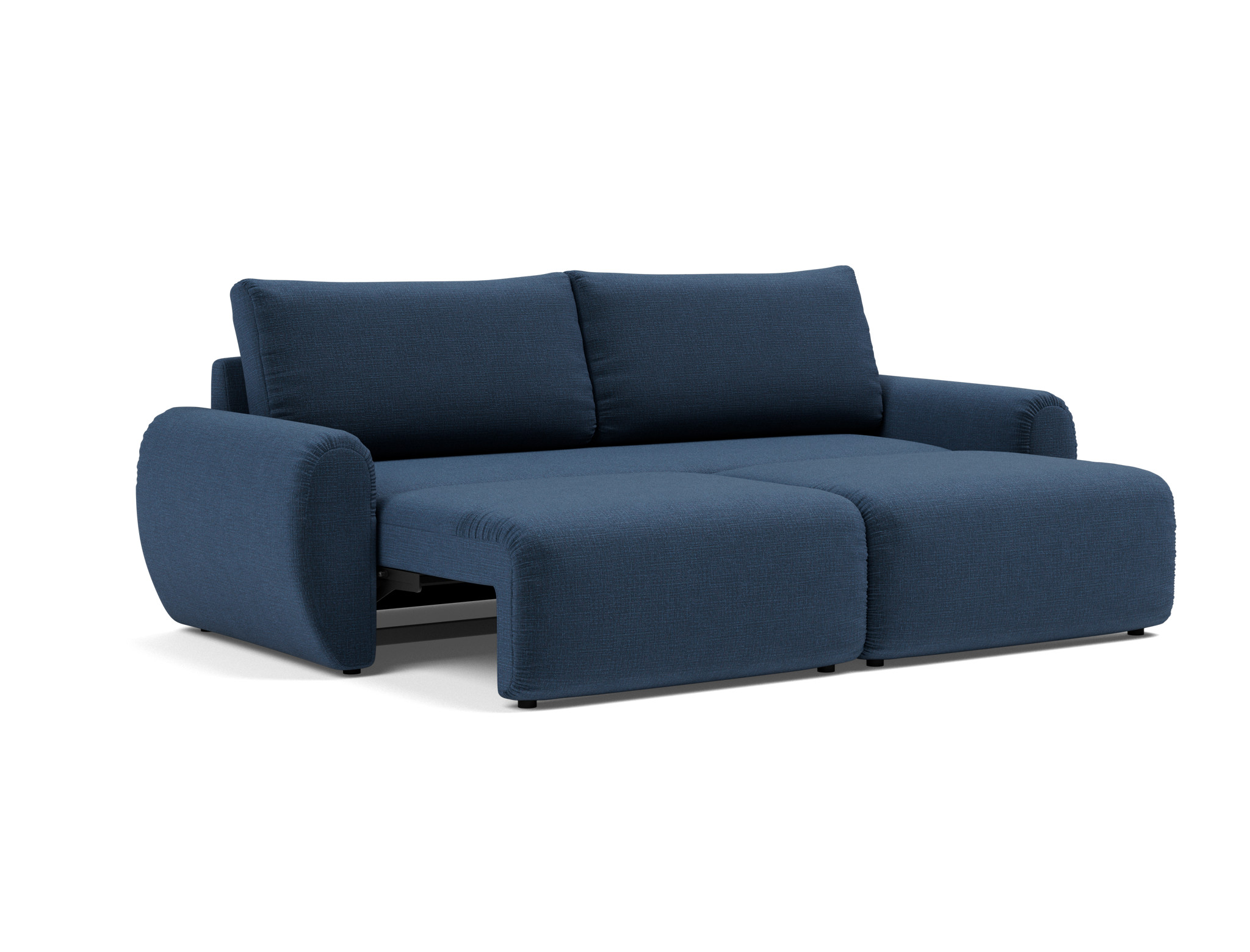Schlafsofa Norum mit Curve-Armlehnen Chenille Esina 414-Indigo-Blue