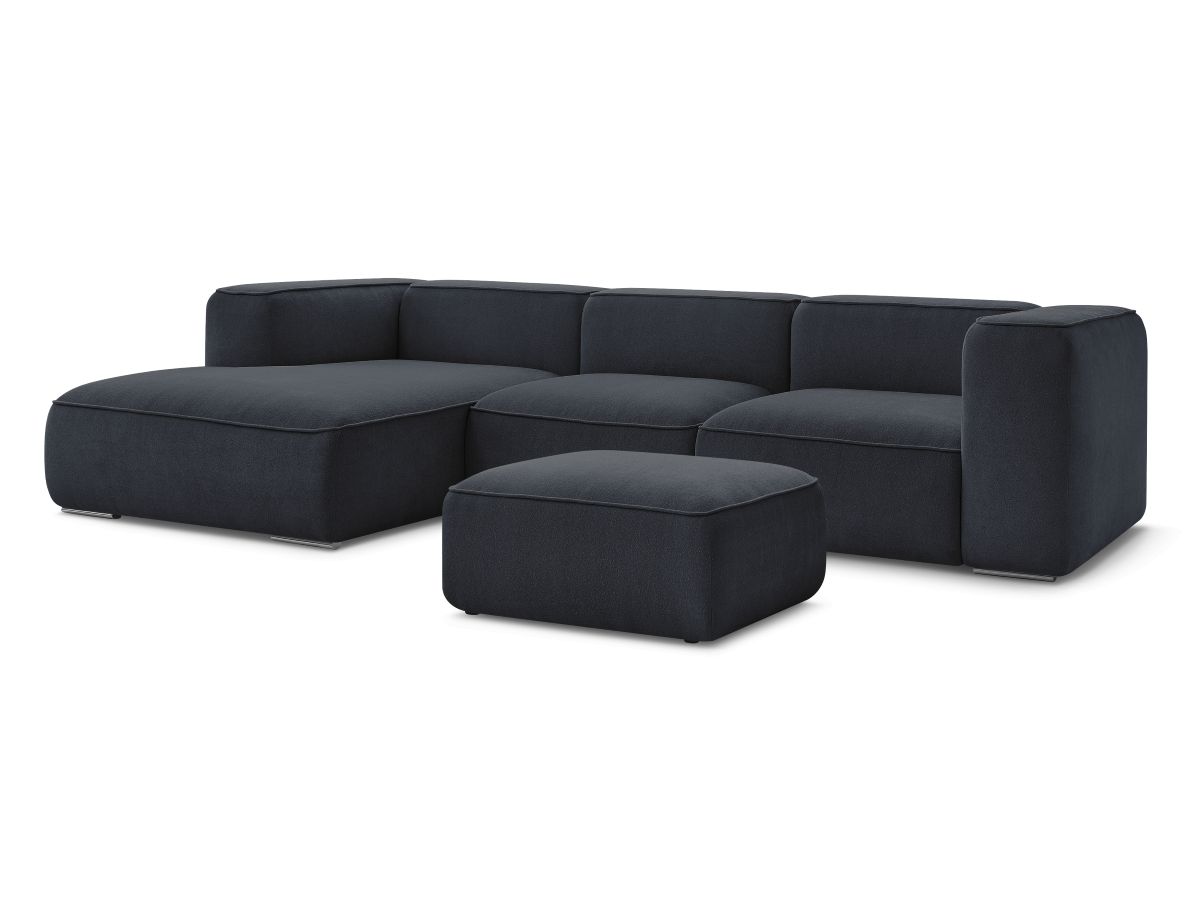 Bobochic Zephyr Ecksofa mit Pouf 349 × 165 cm Strukturstoff Dunkelblau Ecke links