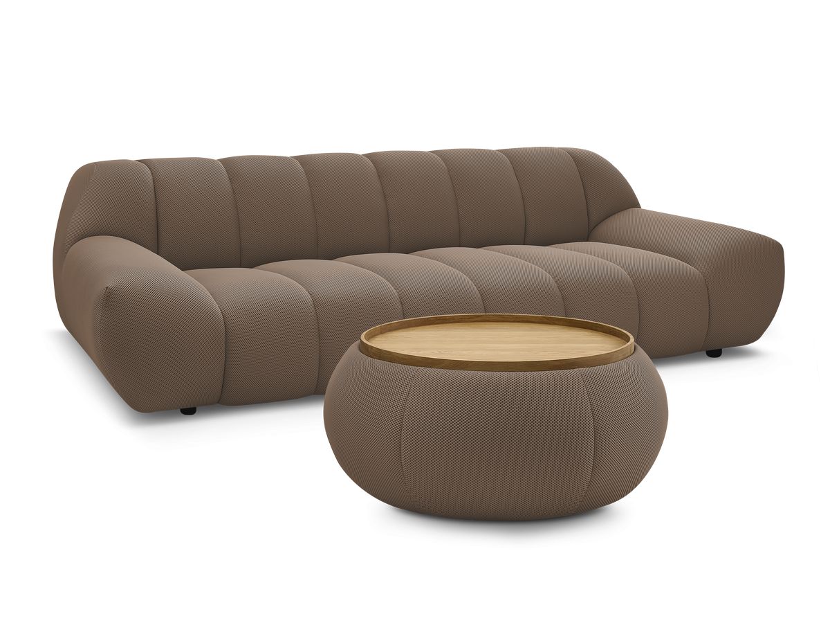 Bobochic Hayden Sofa 3-Sitzer mit Pouf 256 × 107 cm Mesh-Stoff Braun