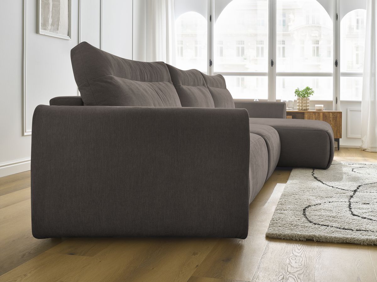 Bobochic Aden Ecksofa 386 × 152 cm Stoff Taupe Ecke rechts