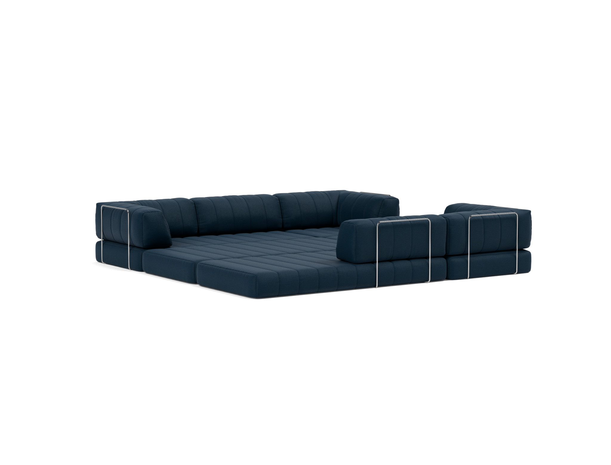 Eck-Schlafsofa CozyPad mit Armlehnen Flachgewebe Mixed Dance 528-Blue