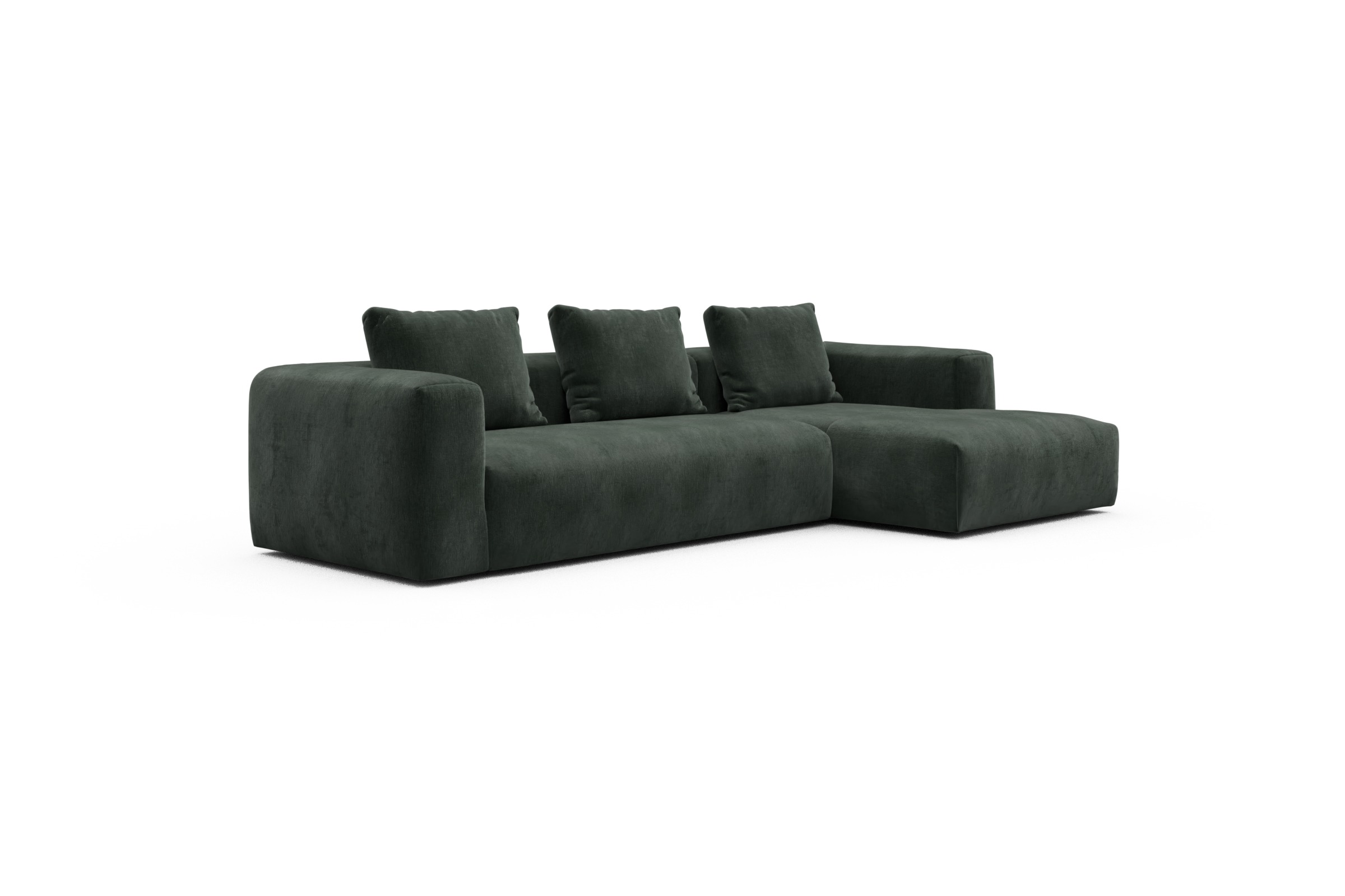 Ecksofa Fred Chaiselongue rechts mit 2,5-Sitzer Smooth-Laurel-Green