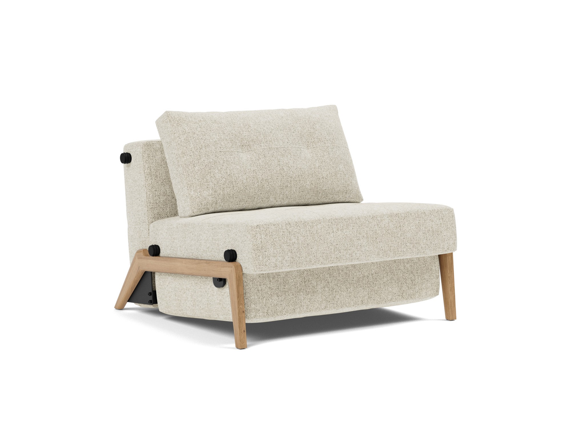 Schlafsessel Cubed 90 Strukturierter Stoff Taura 357-Off-White Beine Eiche