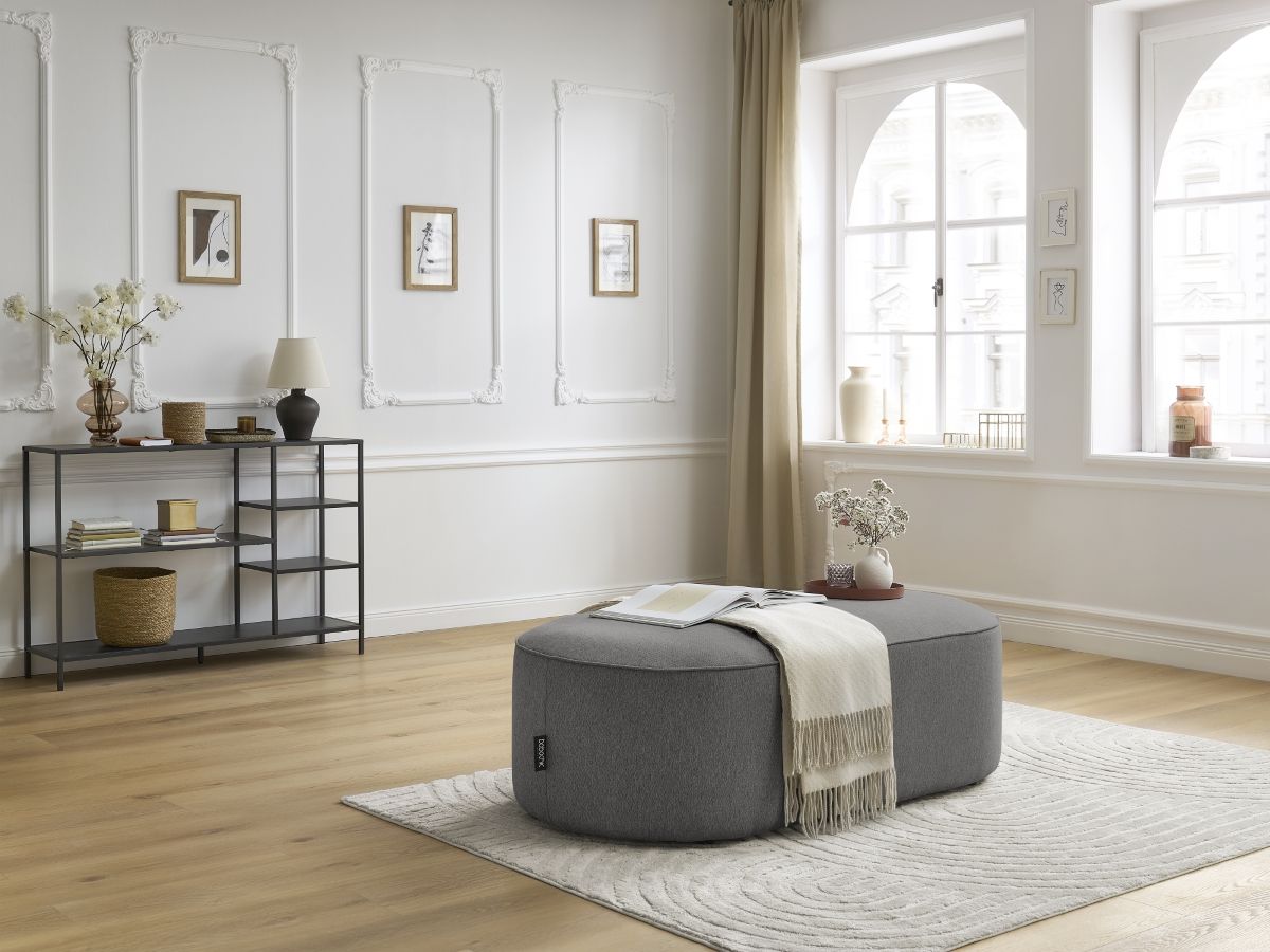Bobochic Rousseau Pouf Melange-Stoff Dunkelgrau