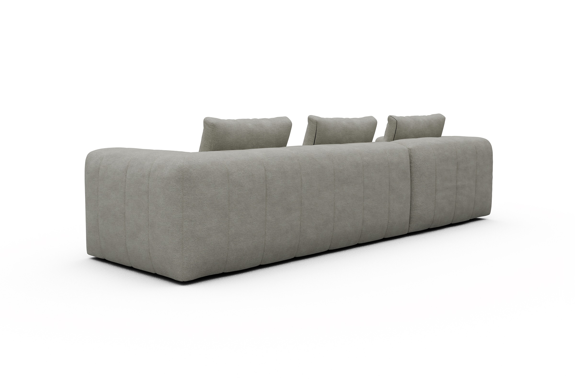 Ecksofa Hugo 2,5-Sitzer Armlehne rechts mit Chaiselongue Carreno-Moon-Stone-White