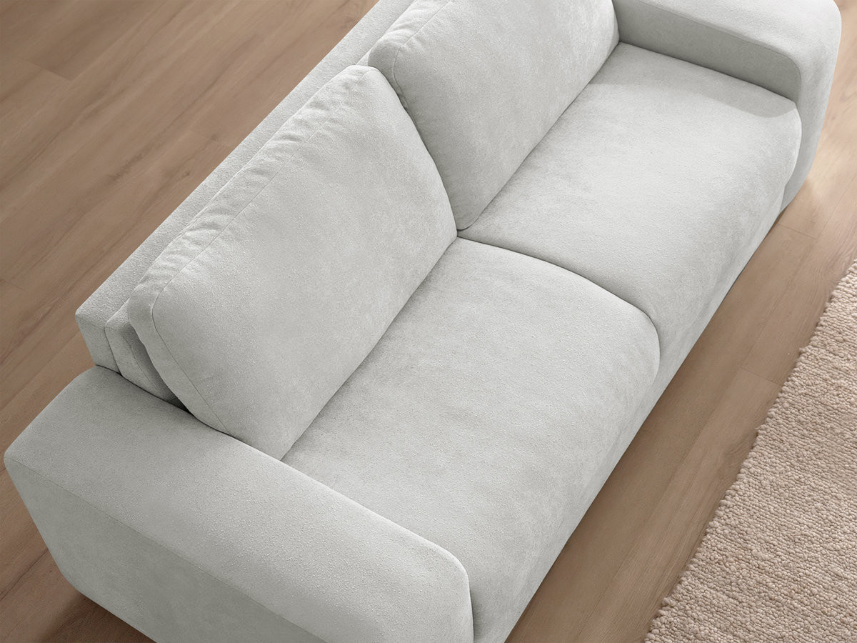 Bobochic Ibiza Schlafsofa 3-Sitzer Strukturstoff Hellgrau, Liegefläche 140 × 196 cm