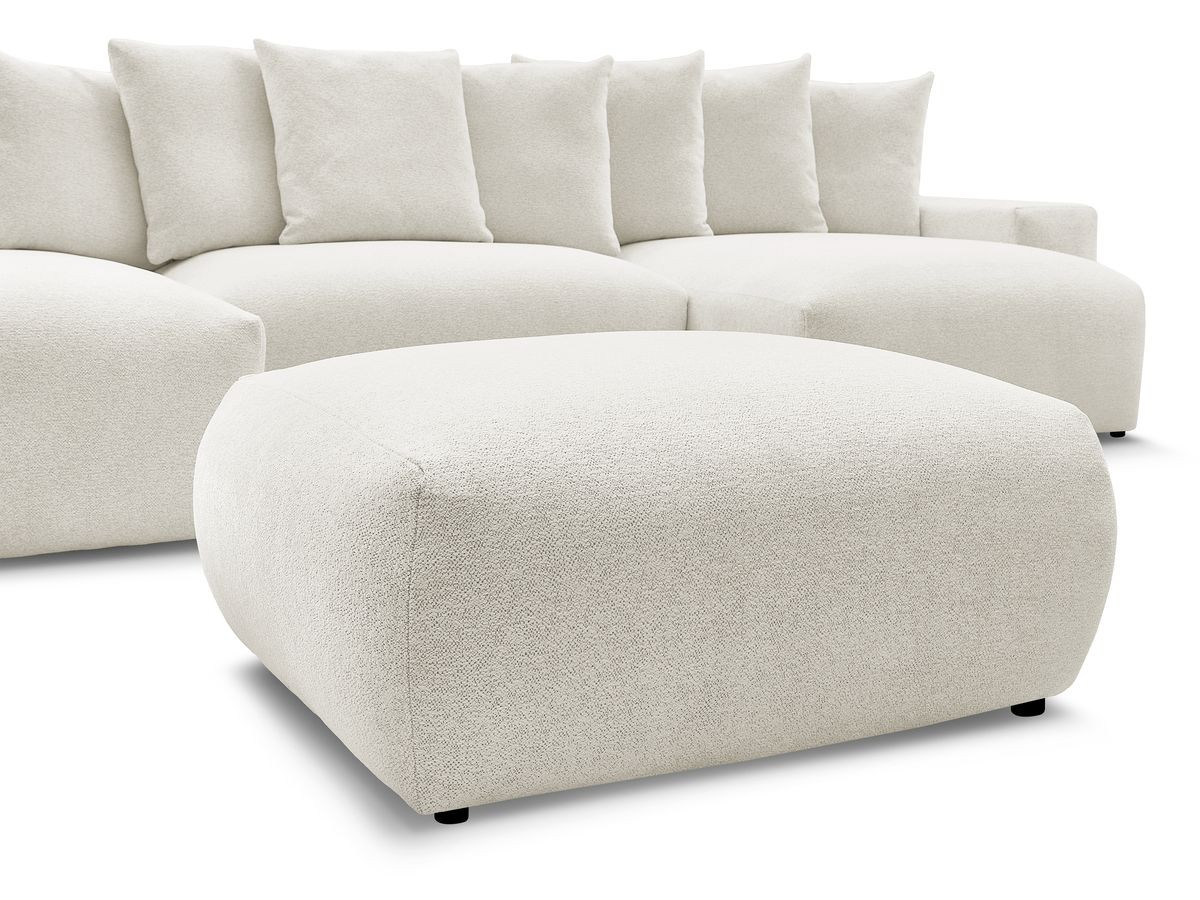 Bobochic Voltaire Wohnlandschaft mit Pouf 420 × 174 cm, Liegefläche 135 × 345 cm Melange-Stoff Weiß