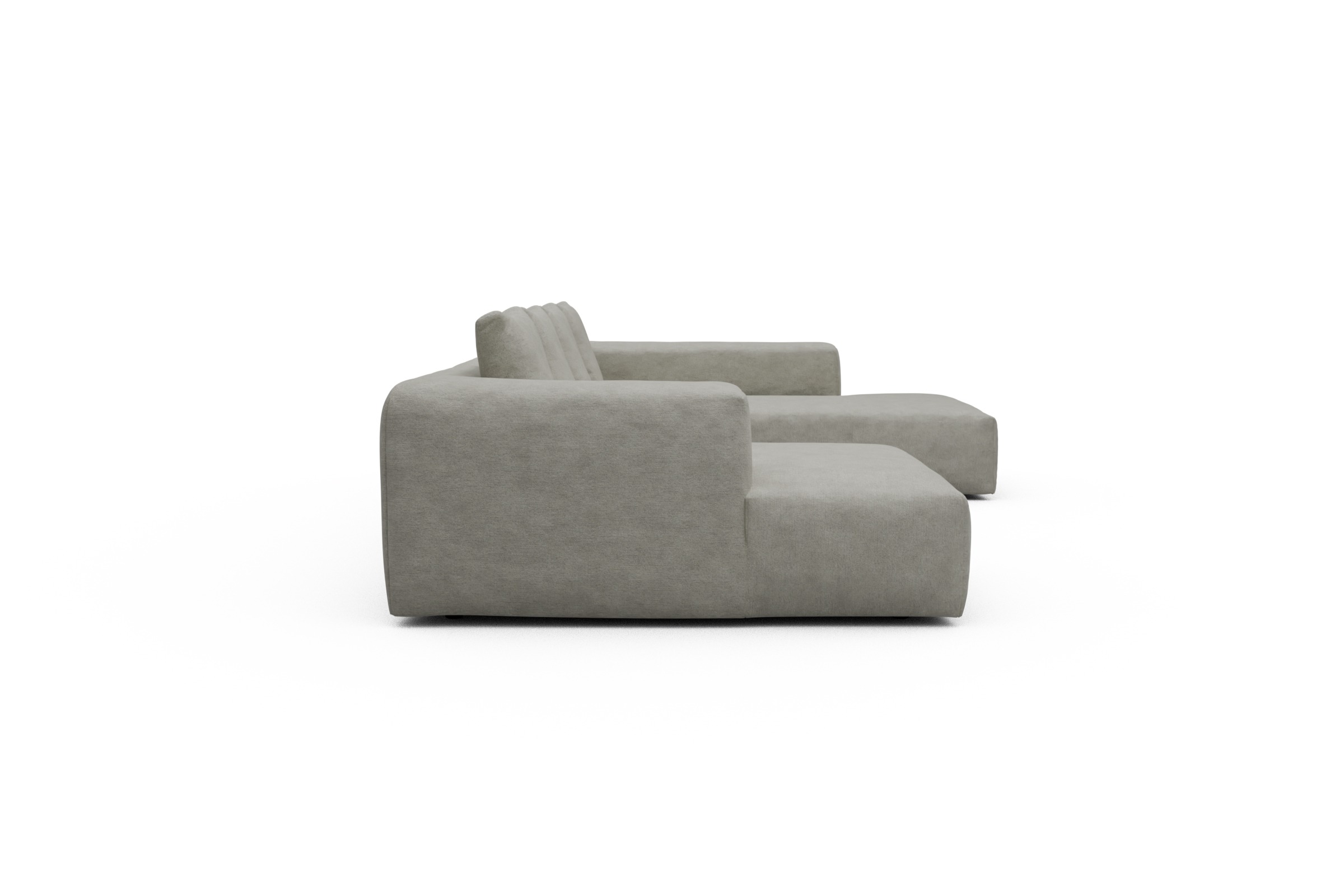 Wohnlandschaft Fred Relax-Ecke rechts mit 2-Sitzer und Chaiselongue links Carreno-Moon-Stone-White
