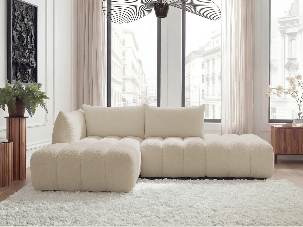 Bobochic Azra Ecksofa 319 × 178 cm Bouclé-Stoff Beige Ecke links