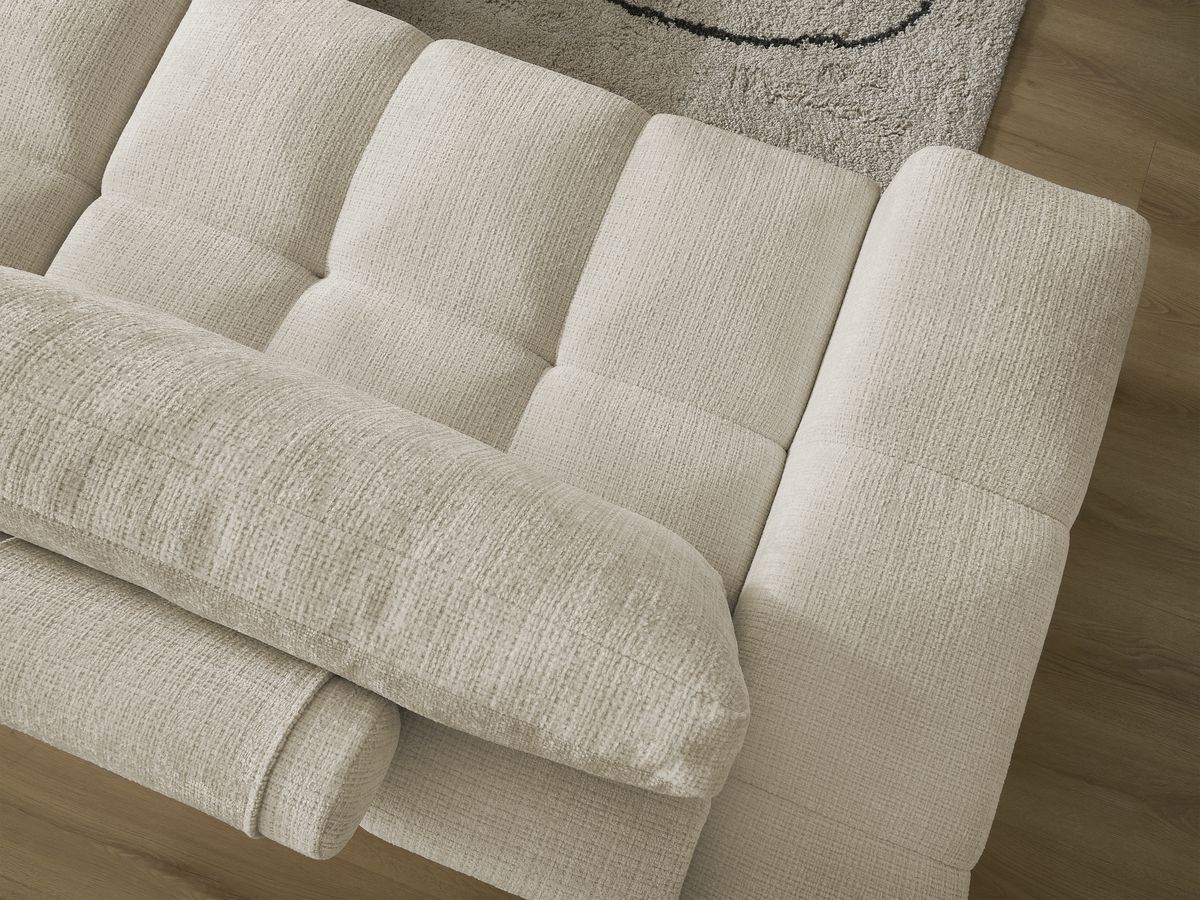Bobochic Anakin Schlafsofa 3-Sitzer mit Bettkasten, 2 Kissen Strukturstoff Beige