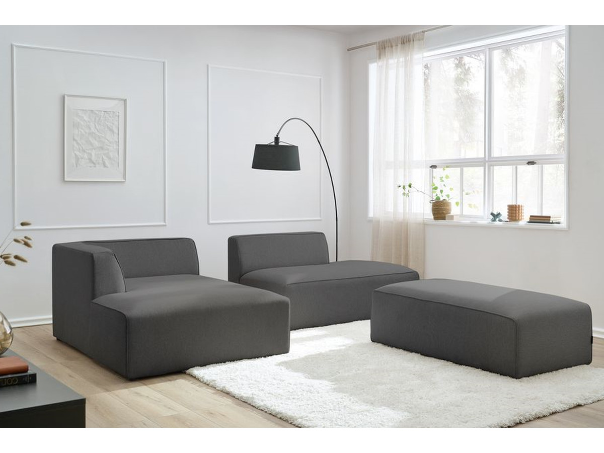 Bobochic Megeve Ecksofa mit Schlaffunktion und Pouf Melange-Stoff Dunkelgrau Ecke links