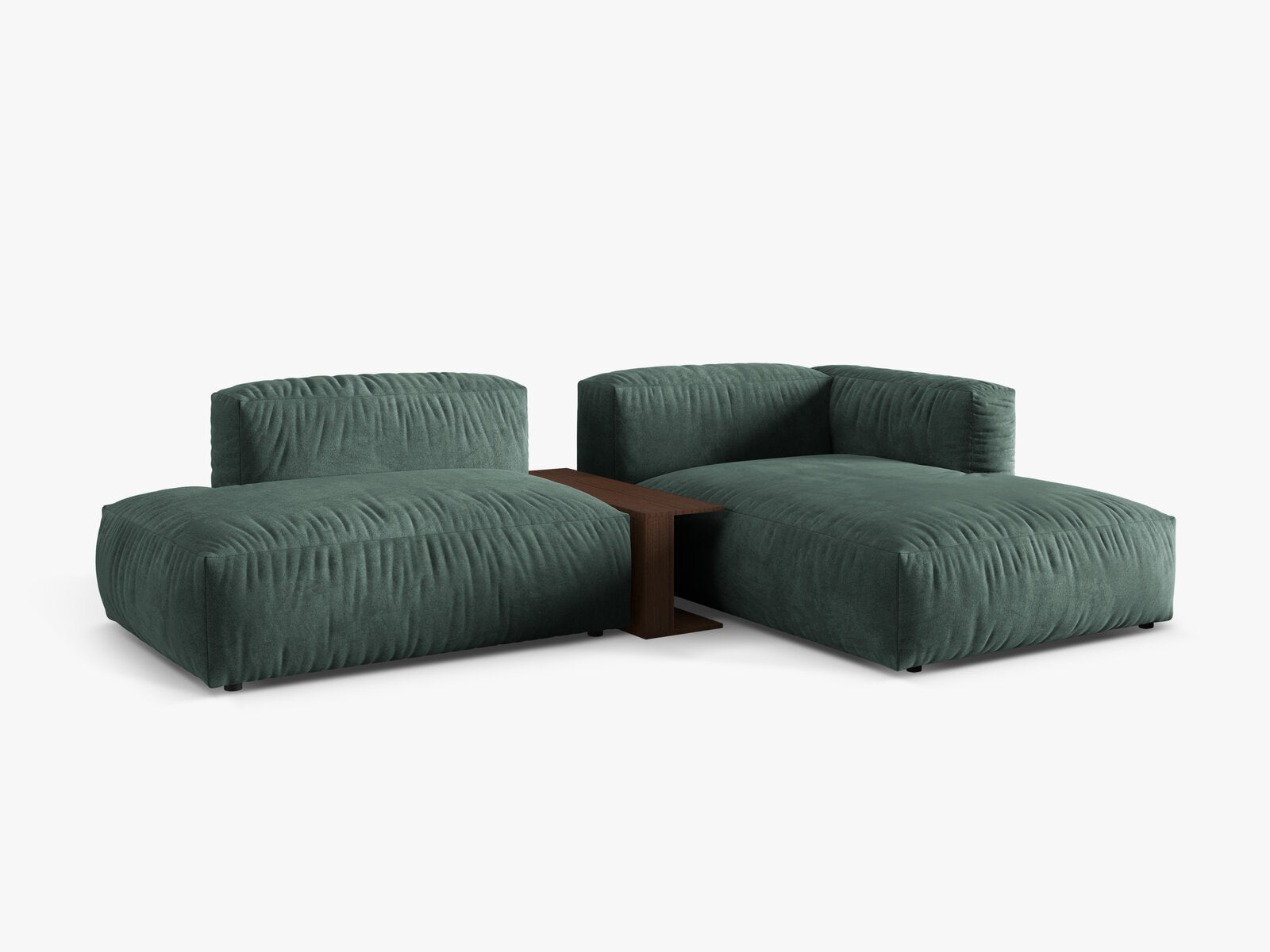 Micadoni Ecksofa Martina 2-Sitzer mit Couchtisch Rechts Samt Petrol