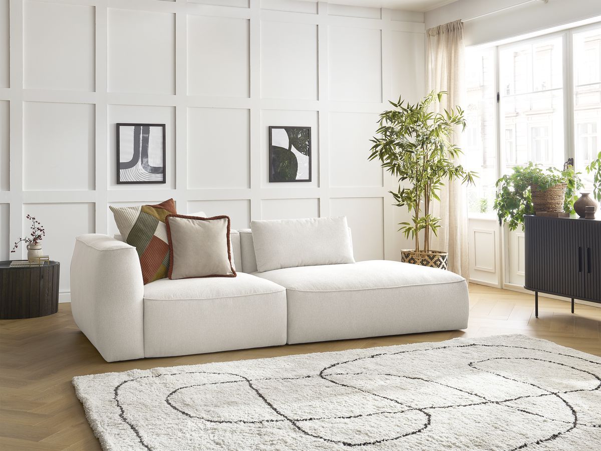 Bobochic Leopold Sofa 3-Sitzer Melange-Stoff Weiß Armlehne links
