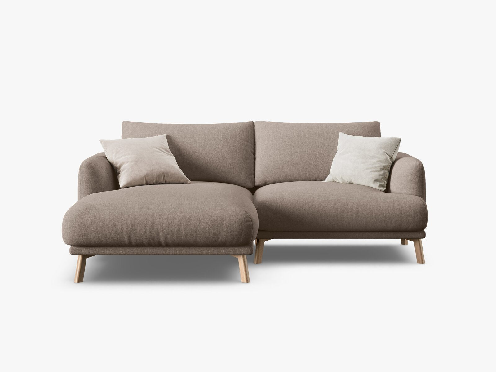 Micadoni Ecksofa Naomi 3-Sitzer kleine Version Links Strukturierter Stoff Liberty Cappuccino
