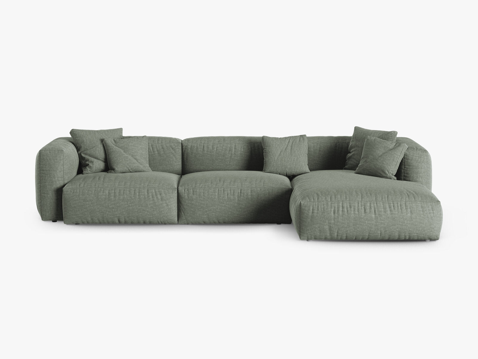 Micadoni Ecksofa Martina 3-Sitzer 90cm Sitztiefe Rechts Strukturierter Stoff Boston Moßgrün