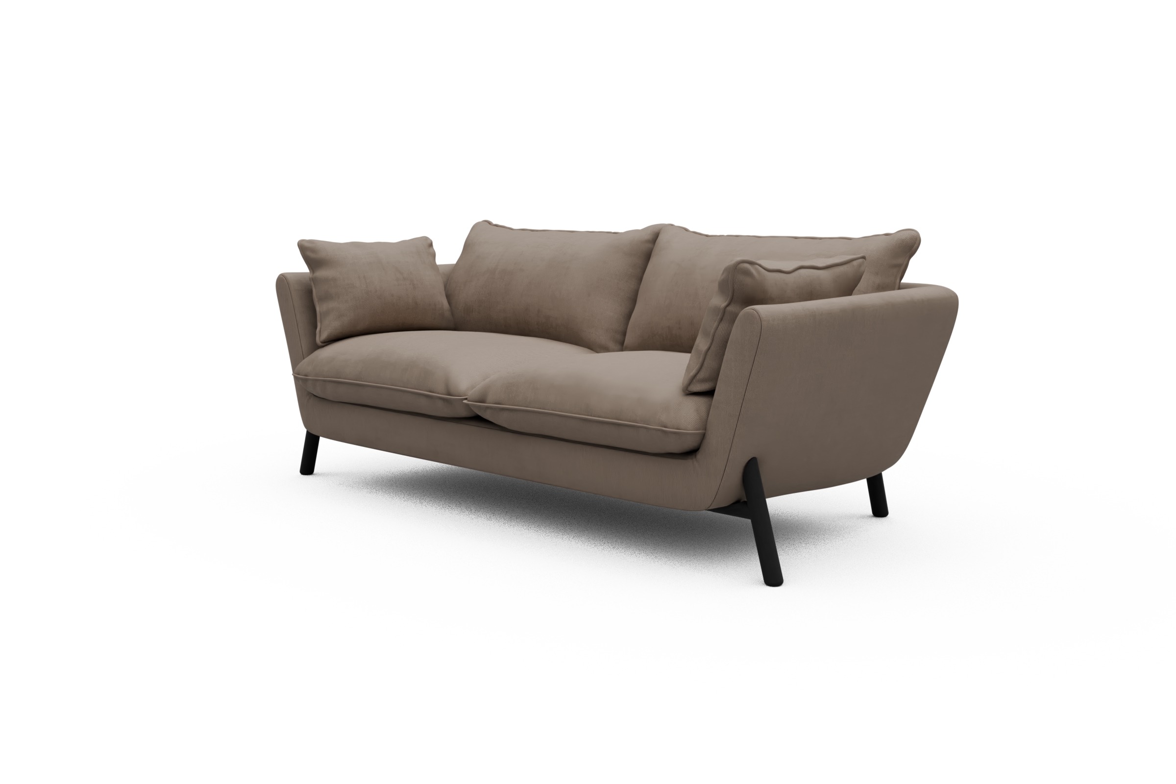 Sofa Emil PREMIUM 2-Sitzer Beinfarbe Eiche Schwarz Cordufine-Beige