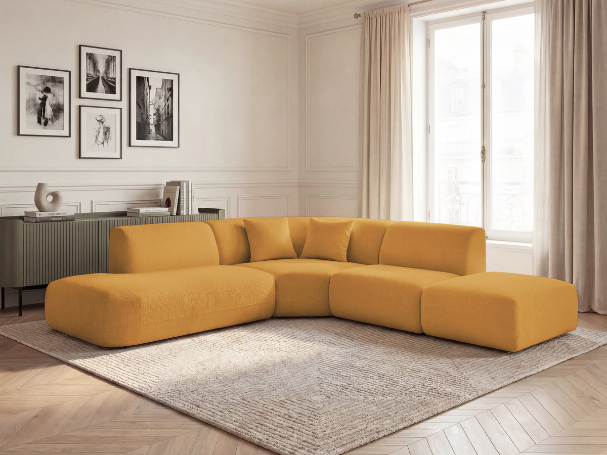 Bobochic Anda Ecksofa 279 × 264 cm Chenille Gelb Ecke links