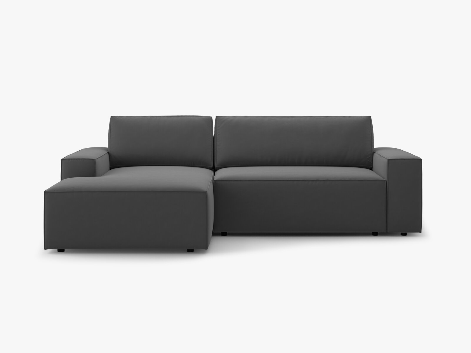 Micadoni Schlaf-Ecksofa Jodie 3-Sitzer Links Samt Grau