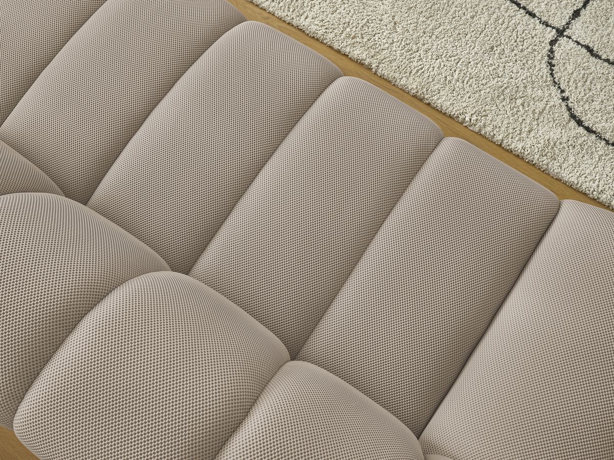 Bobochic Hayden Sofa 7-Sitzer mit Pouf Mesh-Stoff Taupe