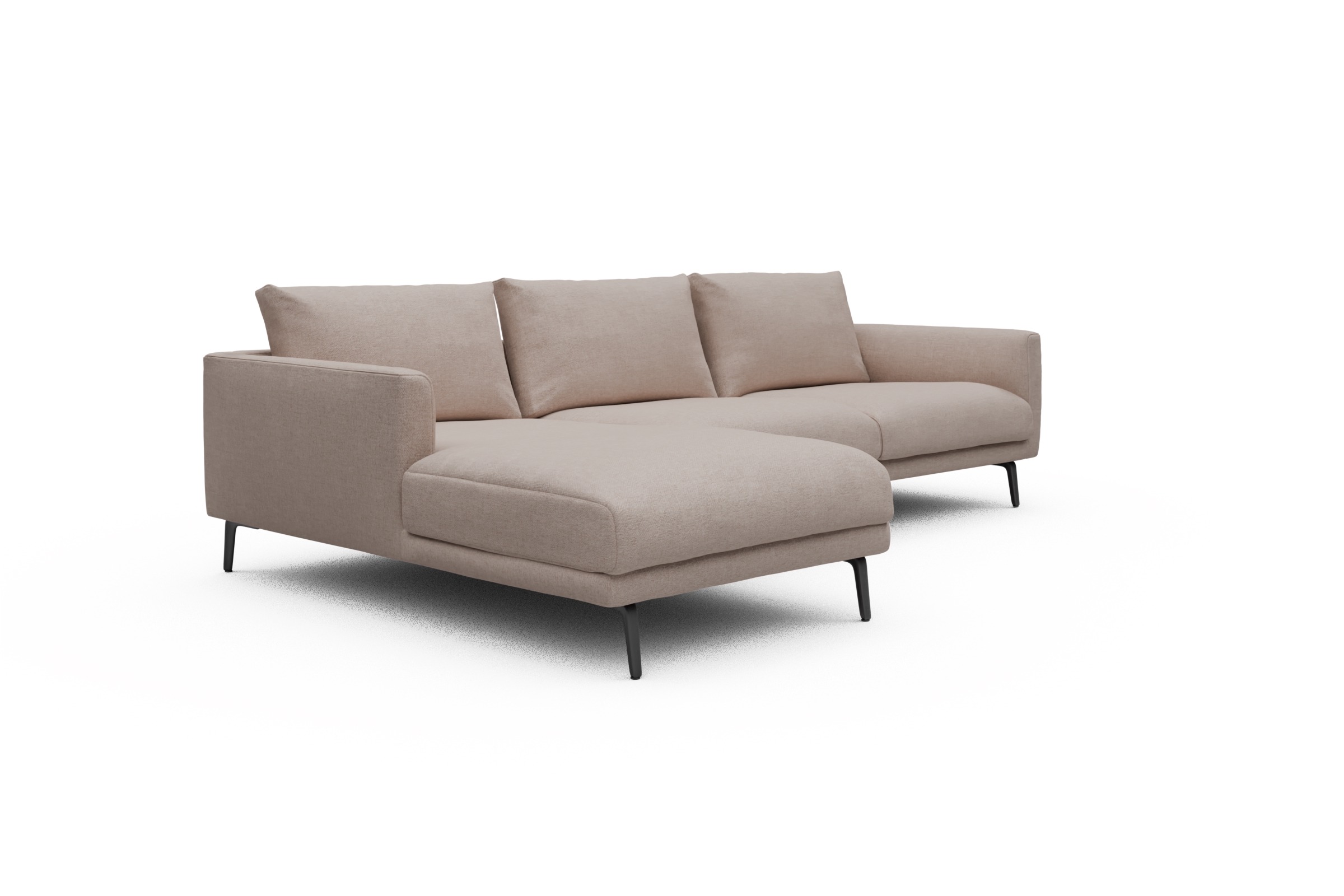 Ecksofa Karl Chaiselongue links mit 2,5-Sitzer Weda-Sand