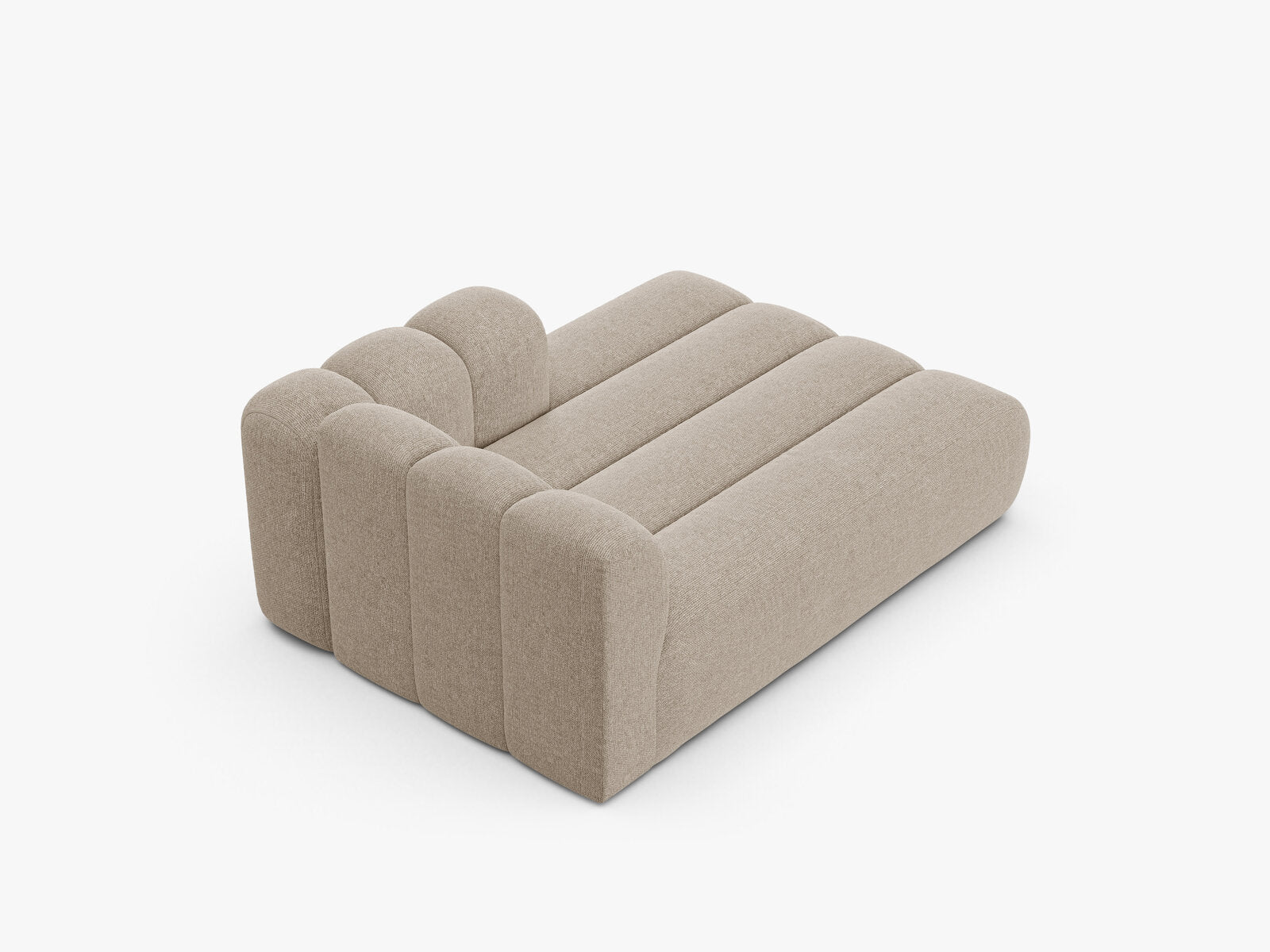 Micadoni Recamiere Lupine 2-Sitzer Rechts Chenille Eden Dunkelbeige