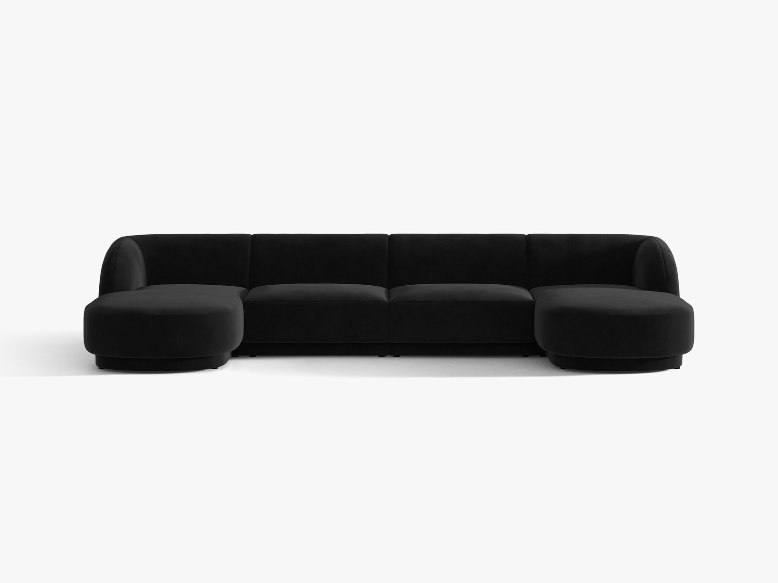 Micadoni Panorama-Sofa Miley 5-Sitzer Samt Bluvel Schwarz