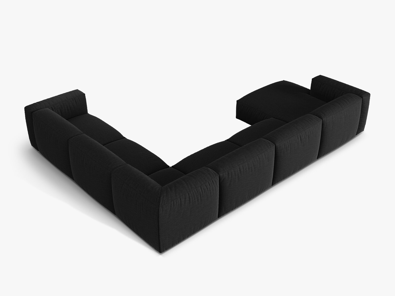 Micadoni modulares Ecksofa XL Martina 6-Sitzer Rechts Strukturierter Stoff Boston Schwarz