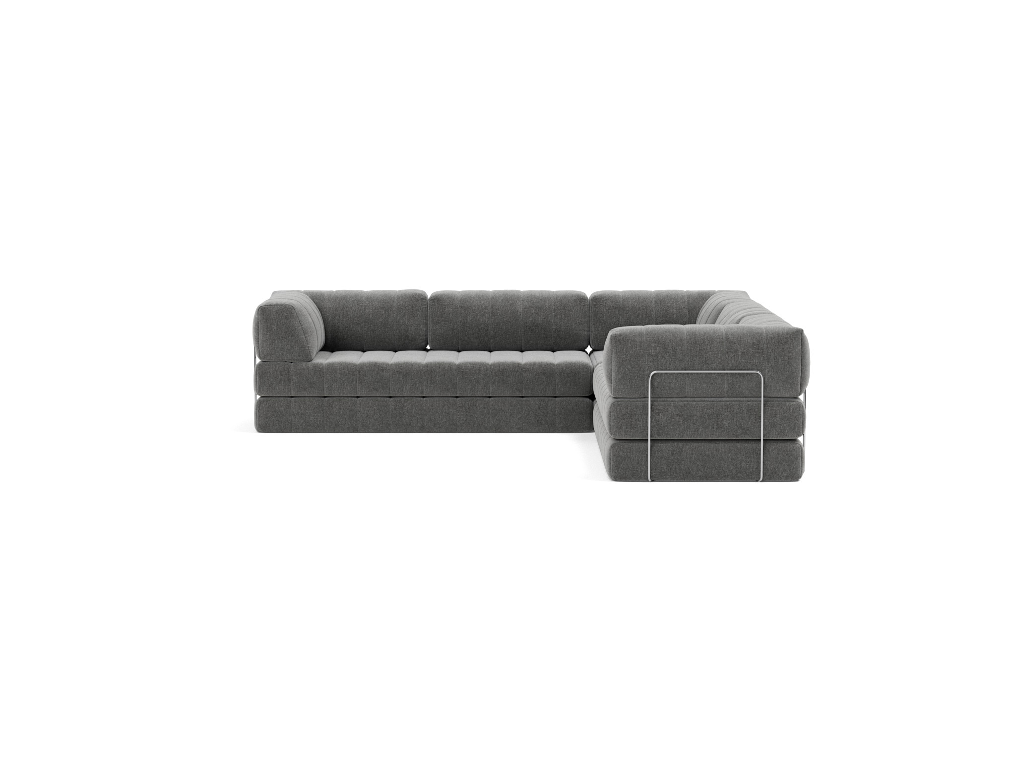 Eck-Schlafsofa CozyPad mit Armlehnen Strukturierter Stoff Twist 563-Charcoal