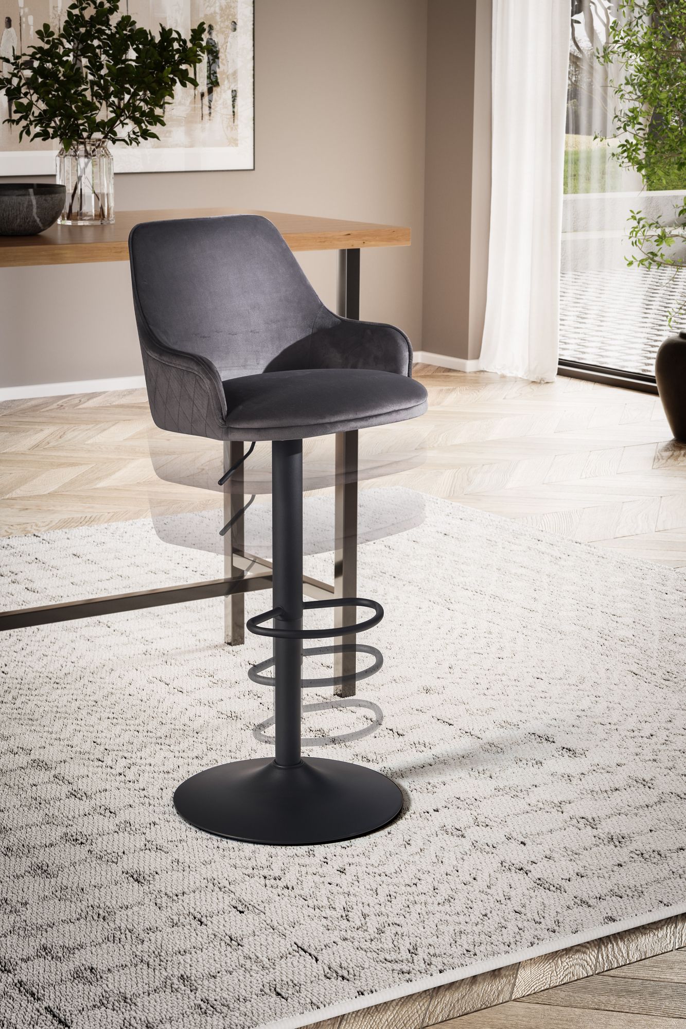 Barhocker Rypefjord Samt Grau 45 × 45 × 106 cm