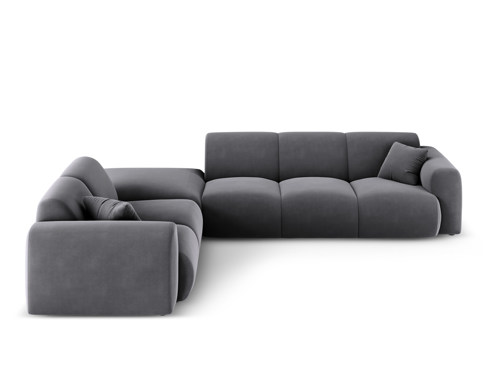 Cosmopolitan Design Ecksofa Nolio 4-Sitzer offen Samt Casino Dunkelgrau Links